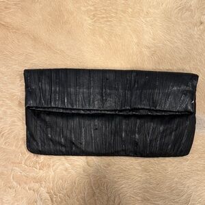 Vintage Nordstrom textured leather Black Clutch with magnet closures